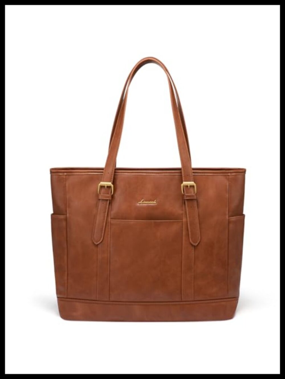 Vintage PU Leather Laptop Tote Bag Women Business Work Shoulder Office 15.6 Inch